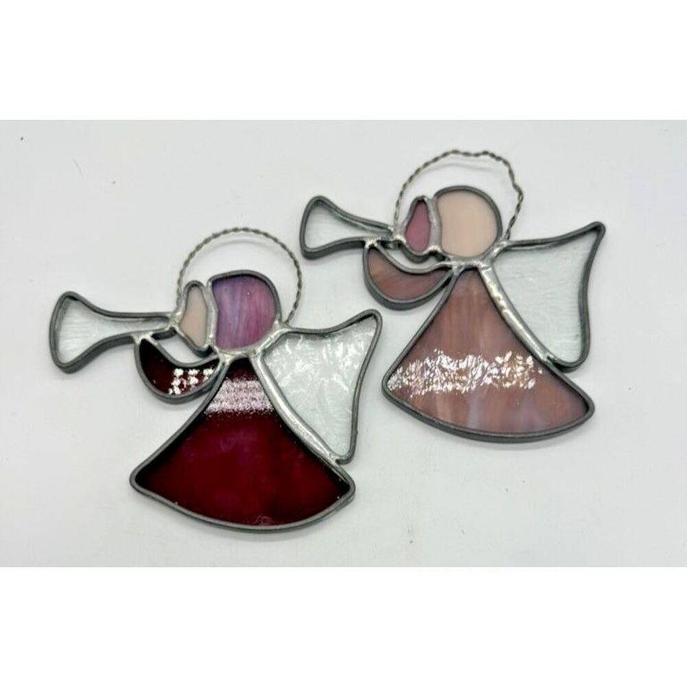 Stained Glass Angel Trumpet Music Handmade Suncatcher Holiday Window Decor Gift
